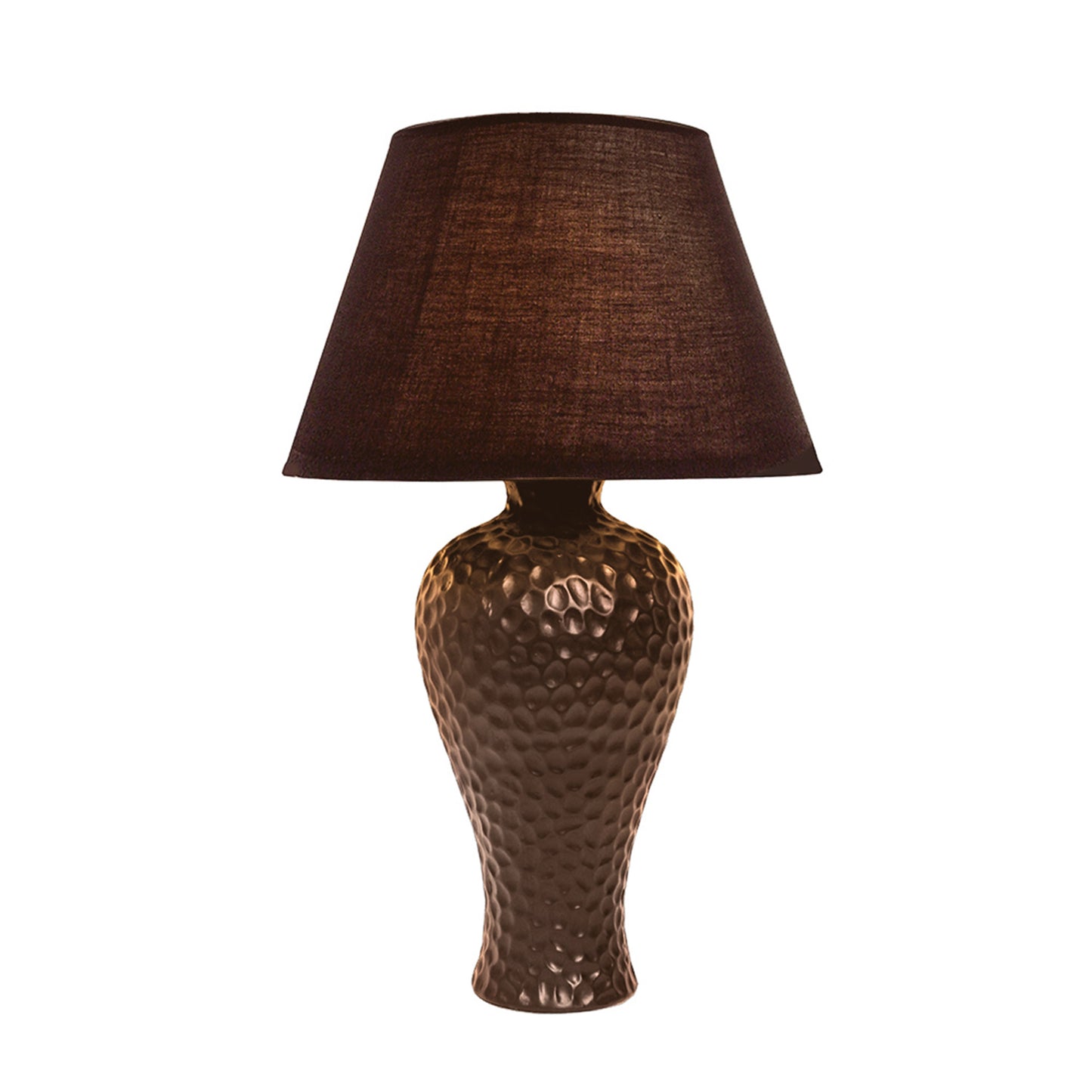 All The Rages Essentix 20" Brown Ceramic Textured Table Lamp With Matching Empire Fabric Shade