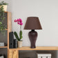 All The Rages Essentix 20" Brown Ceramic Textured Table Lamp With Matching Empire Fabric Shade