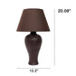 All The Rages Essentix 20" Brown Ceramic Textured Table Lamp With Matching Empire Fabric Shade