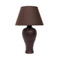 All The Rages Essentix 20" Brown Ceramic Textured Table Lamp With Matching Empire Fabric Shade
