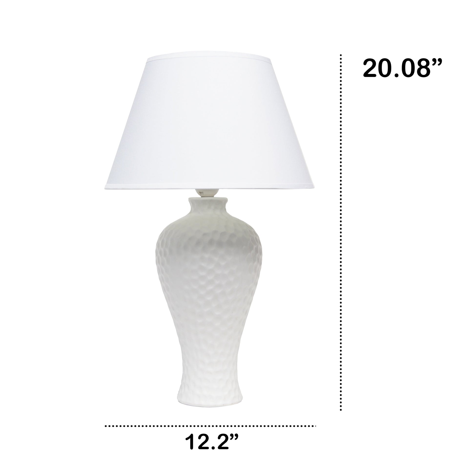 All The Rages Essentix 20" White Ceramic Textured Table Lamp With Matching Empire Fabric Shade