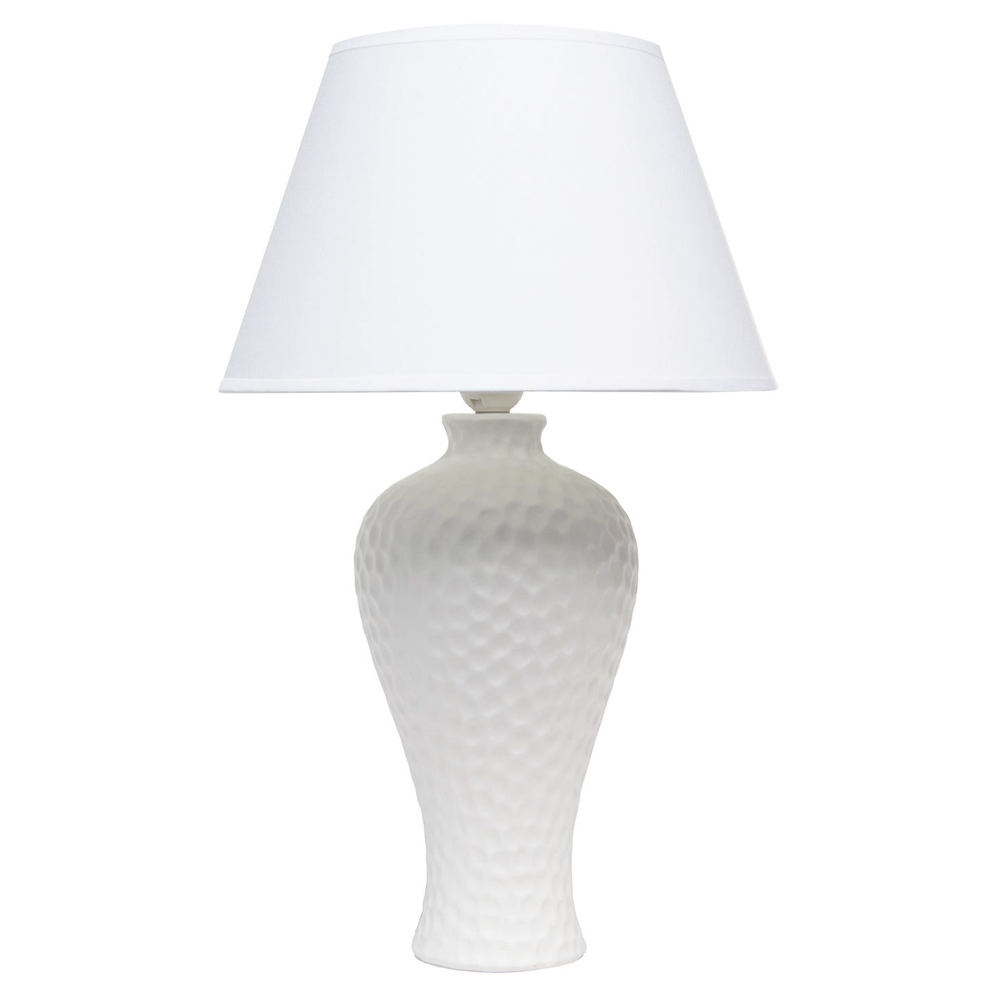 All The Rages Essentix 20" White Ceramic Textured Table Lamp With Matching Empire Fabric Shade