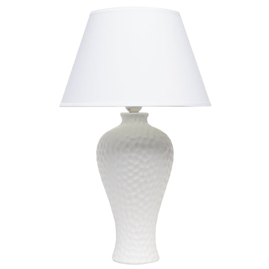 All The Rages Essentix 20" White Ceramic Textured Table Lamp With Matching Empire Fabric Shade