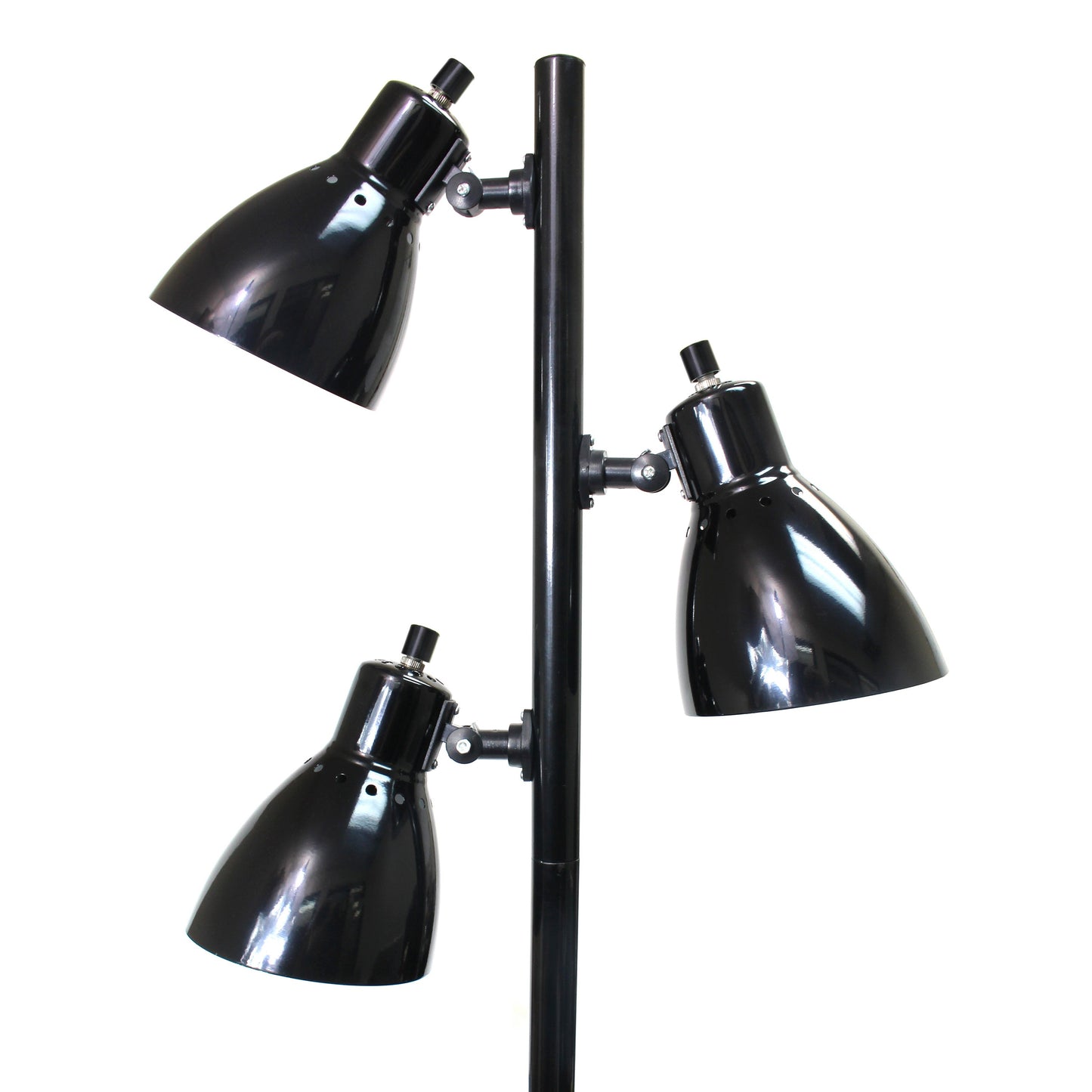 All The Rages Essentix 64" Black 3-Light Metal Tree Floor Lamp With Metal Adjustable Spotlight Shades