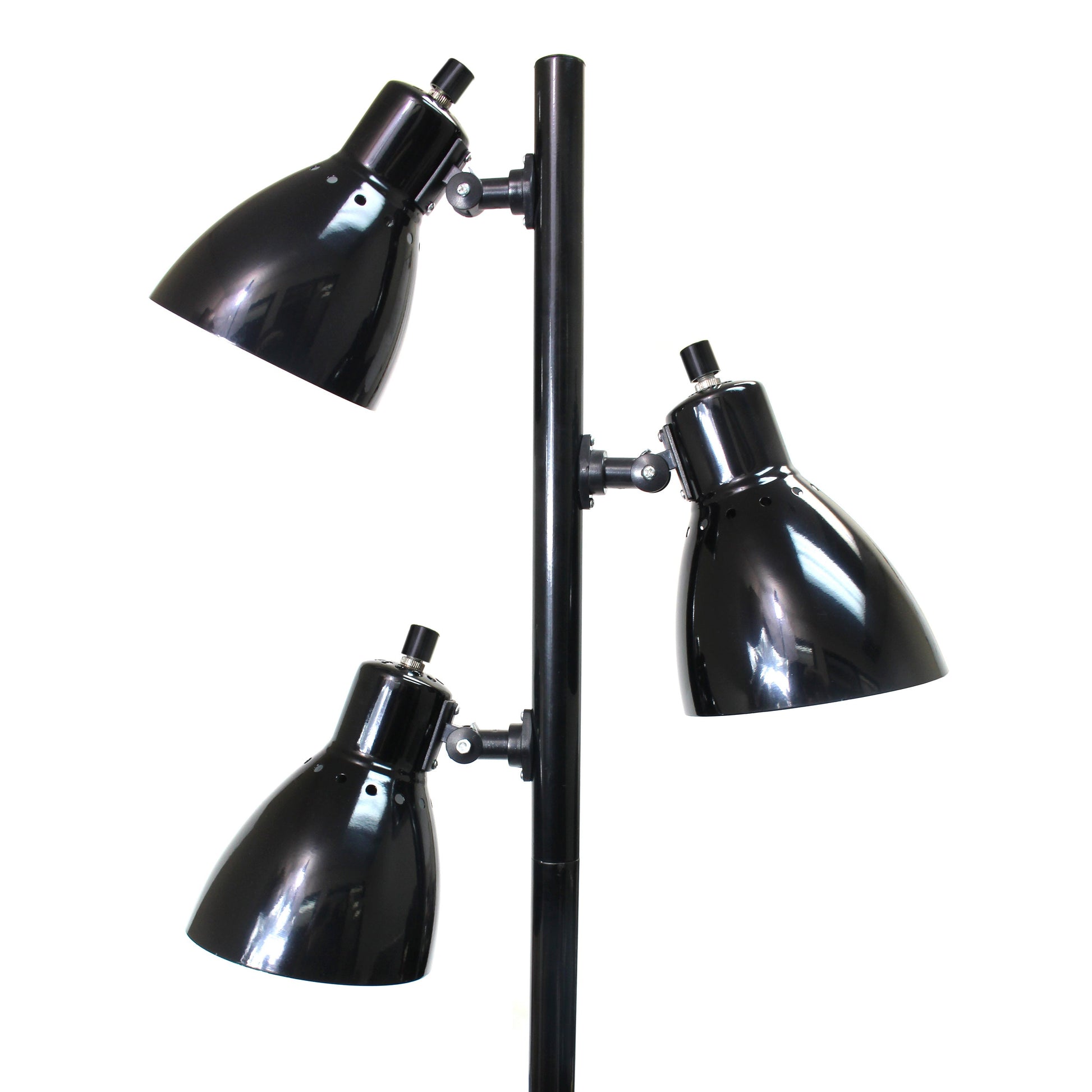 All The Rages Essentix 64" Black 3-Light Metal Tree Floor Lamp With Metal Adjustable Spotlight Shades