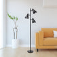 All The Rages Essentix 64" Black 3-Light Metal Tree Floor Lamp With Metal Adjustable Spotlight Shades