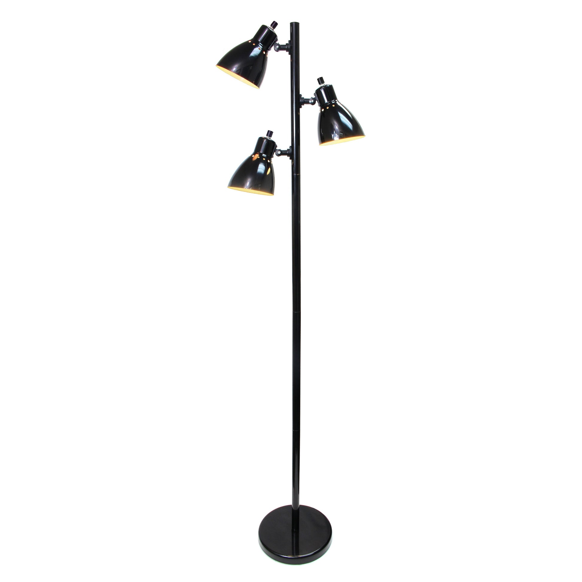 All The Rages Essentix 64" Black 3-Light Metal Tree Floor Lamp With Metal Adjustable Spotlight Shades