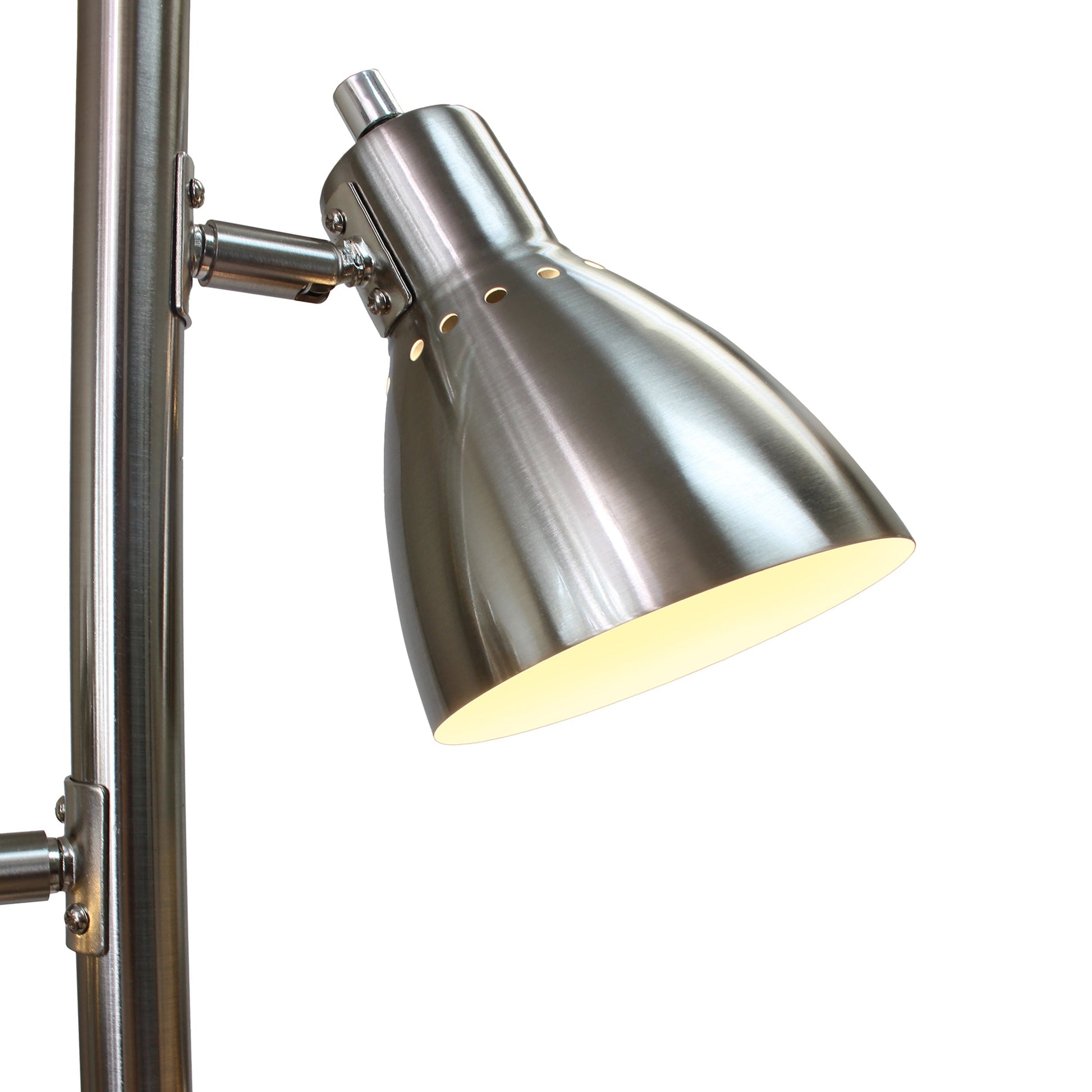 All The Rages Essentix 64" Brushed Nickel 3-Light Metal Tree Floor Lamp With Metal Adjustable Spotlight Shades