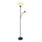 All The Rages Essentix 72" Black 2-Light Mother Daughter Metal Floor Lamp With Torchiere & Reading Light