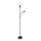 All The Rages Essentix 72" Black 2-Light Mother Daughter Metal Floor Lamp With Torchiere & Reading Light