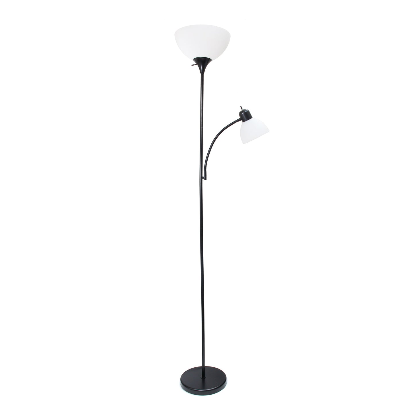 All The Rages Essentix 72" Black 2-Light Mother Daughter Metal Floor Lamp With Torchiere & Reading Light