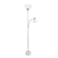 All The Rages Essentix 72" Silver 2-Light Mother Daughter Metal Floor Lamp With Torchiere & Reading Light