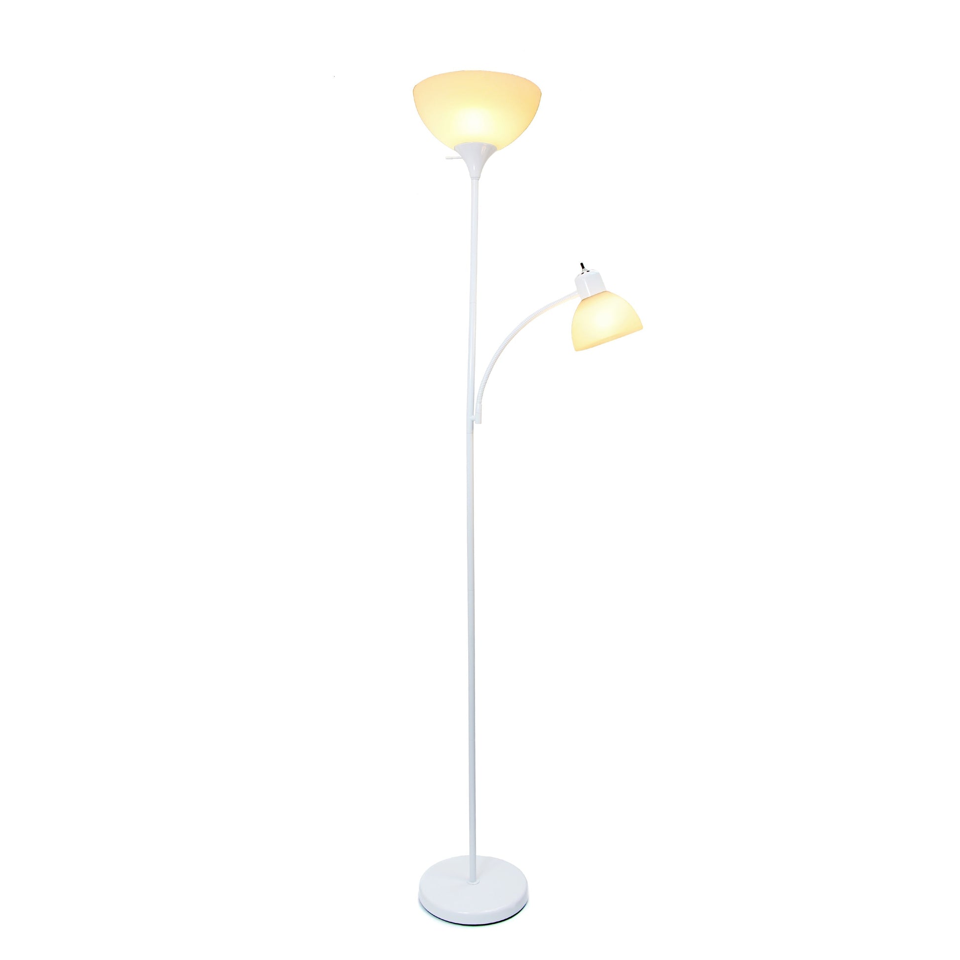 All The Rages Essentix 72" White 2-Light Mother Daughter Metal Floor Lamp With Torchiere & Reading Light