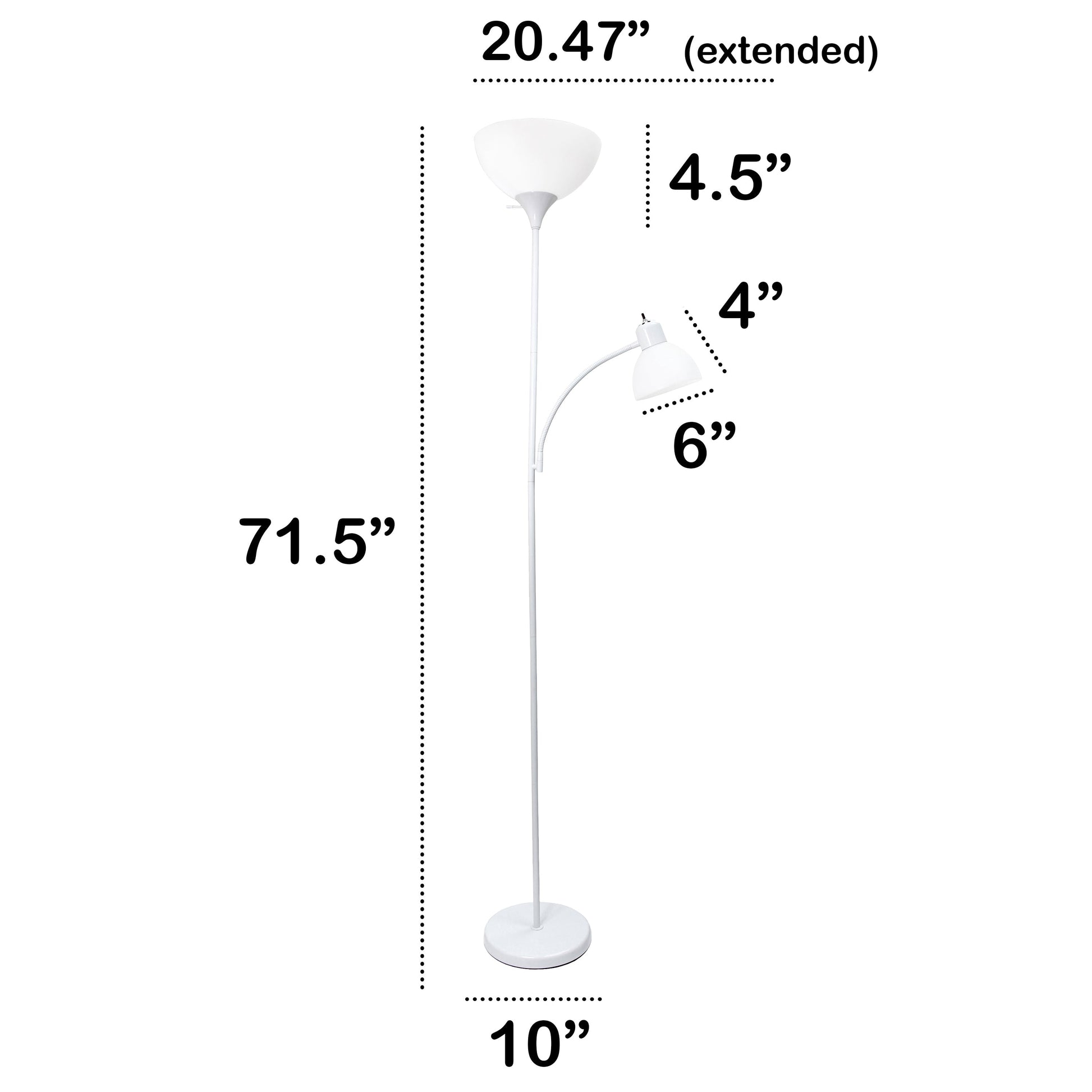 All The Rages Essentix 72" White 2-Light Mother Daughter Metal Floor Lamp With Torchiere & Reading Light