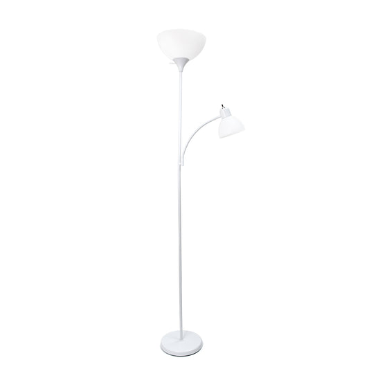 All The Rages Essentix 72" White 2-Light Mother Daughter Metal Floor Lamp With Torchiere & Reading Light