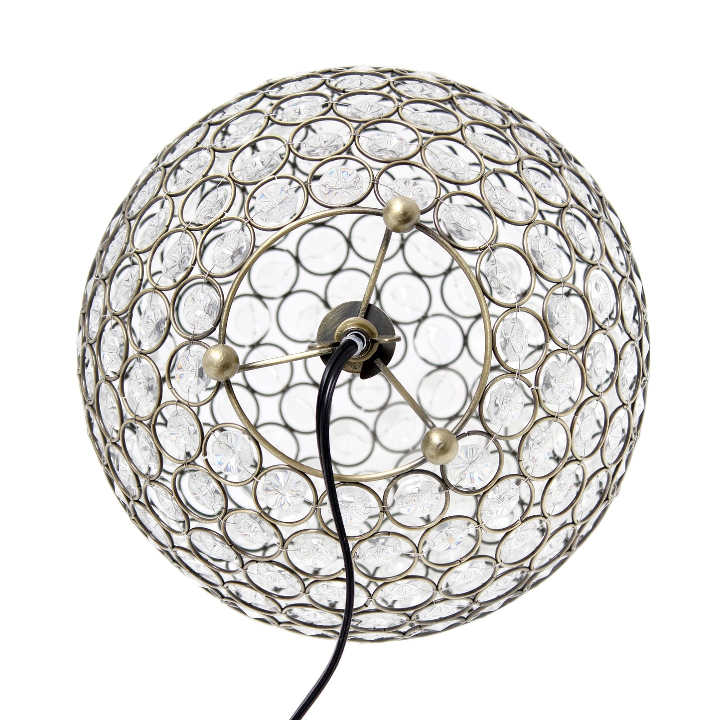 All The Rages Lalia Home 10" Antique Brass Elipse Contemporary Metal Crystal Round Sphere Glamorous Orb Table Lamp