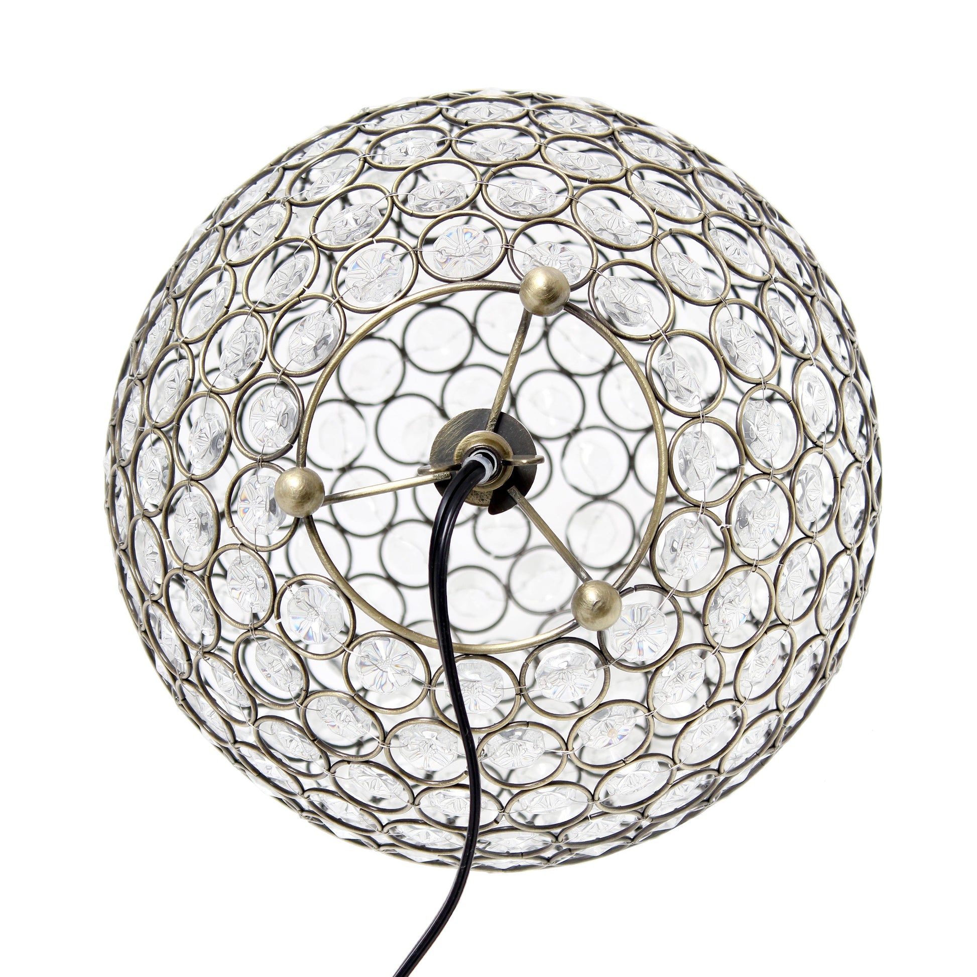 All The Rages Lalia Home 10" Antique Brass Elipse Contemporary Metal Crystal Round Sphere Glamorous Orb Table Lamp
