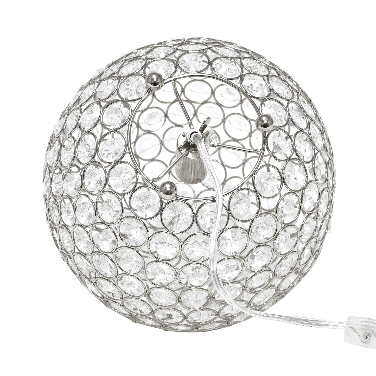 All The Rages Lalia Home 10" Chrome Elipse Contemporary Metal Crystal Round Sphere Glamorous Orb Table Lamp