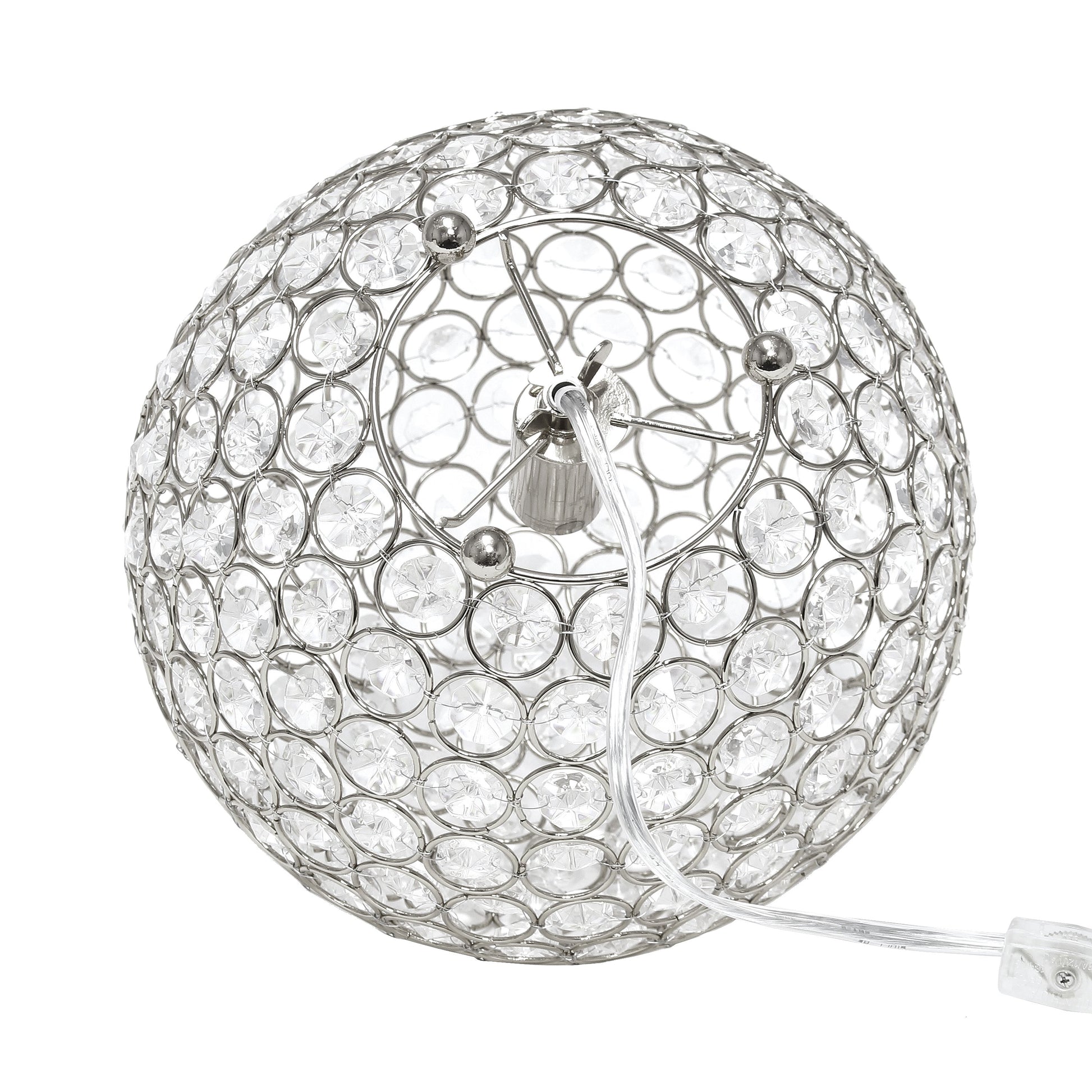 All The Rages Lalia Home 10" Chrome Elipse Contemporary Metal Crystal Round Sphere Glamorous Orb Table Lamp