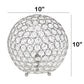 All The Rages Lalia Home 10" Chrome Elipse Contemporary Metal Crystal Round Sphere Glamorous Orb Table Lamp