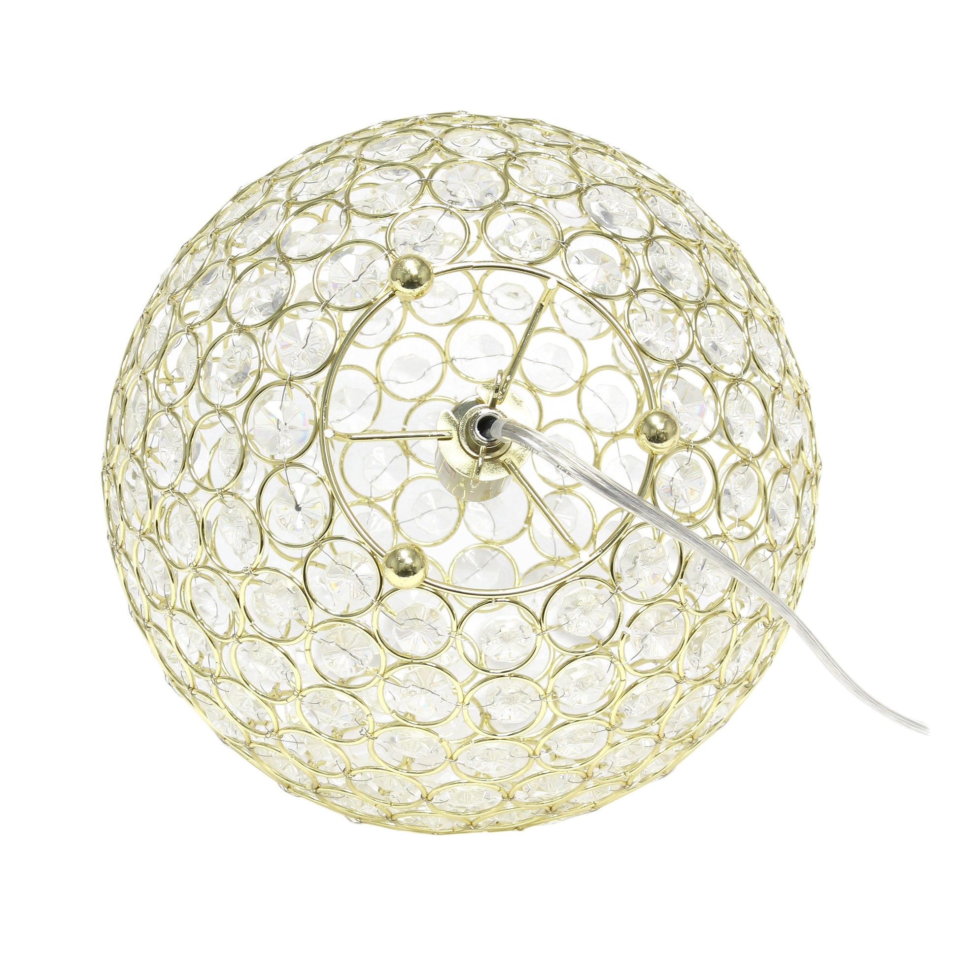 All The Rages Lalia Home 10" Gold Elipse Contemporary Metal Crystal Round Sphere Glamorous Orb Table Lamp