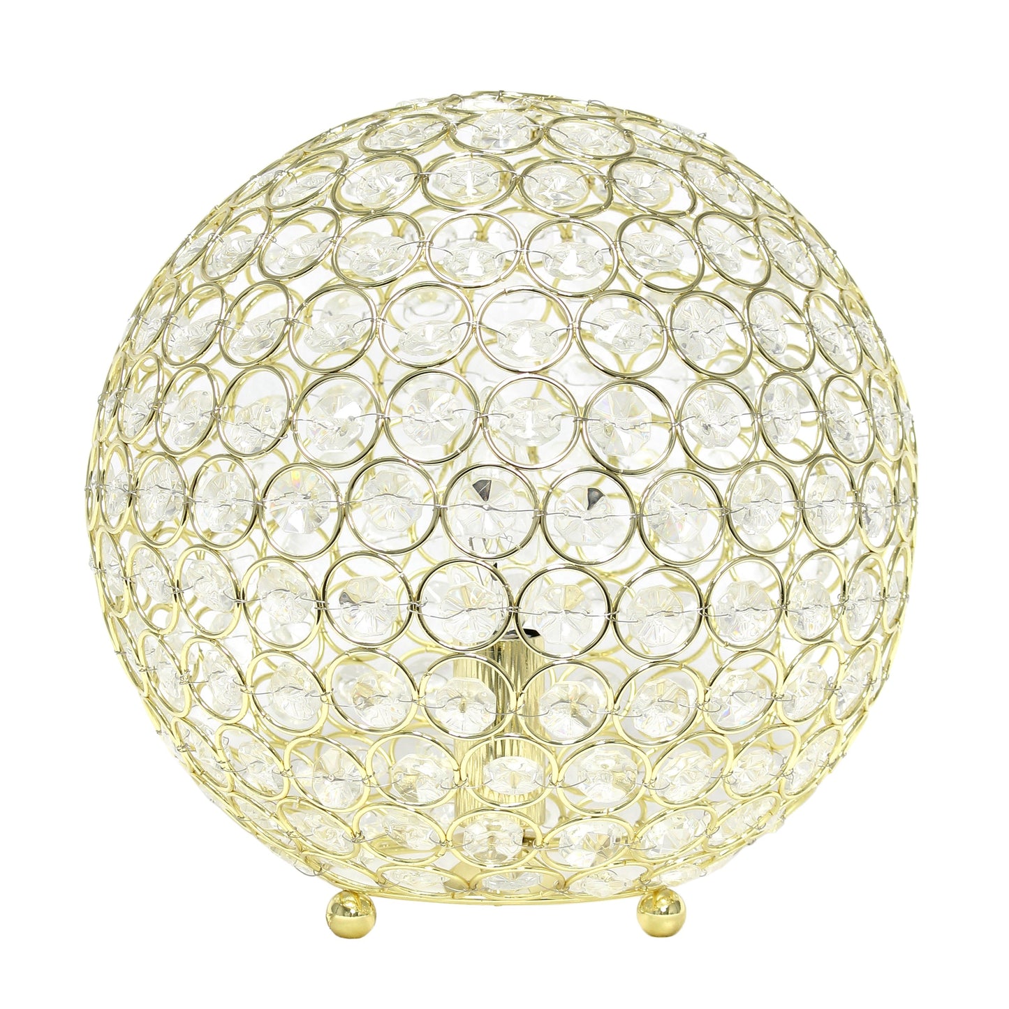 All The Rages Lalia Home 10" Gold Elipse Contemporary Metal Crystal Round Sphere Glamorous Orb Table Lamp