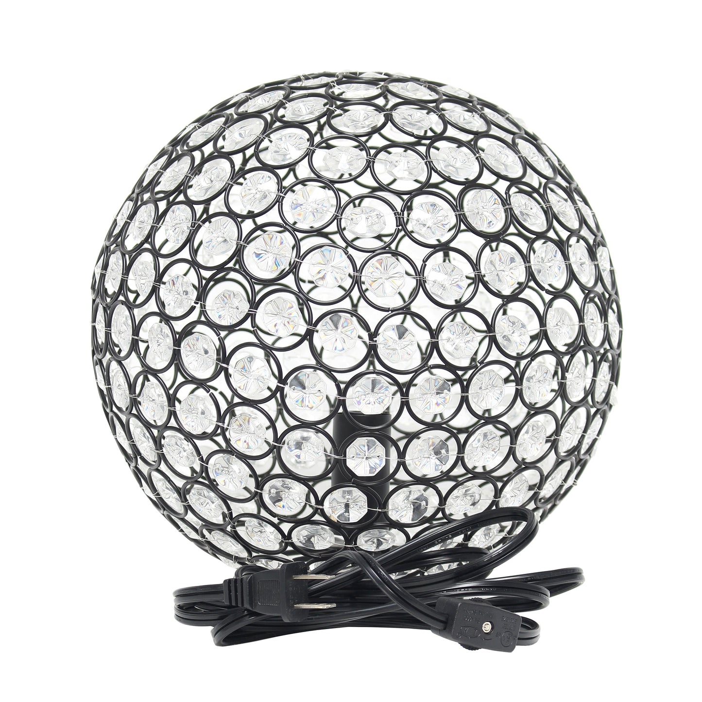 All The Rages Lalia Home 10" Restoration Bronze Elipse Contemporary Metal Crystal Round Sphere Glamorous Orb Table Lamp