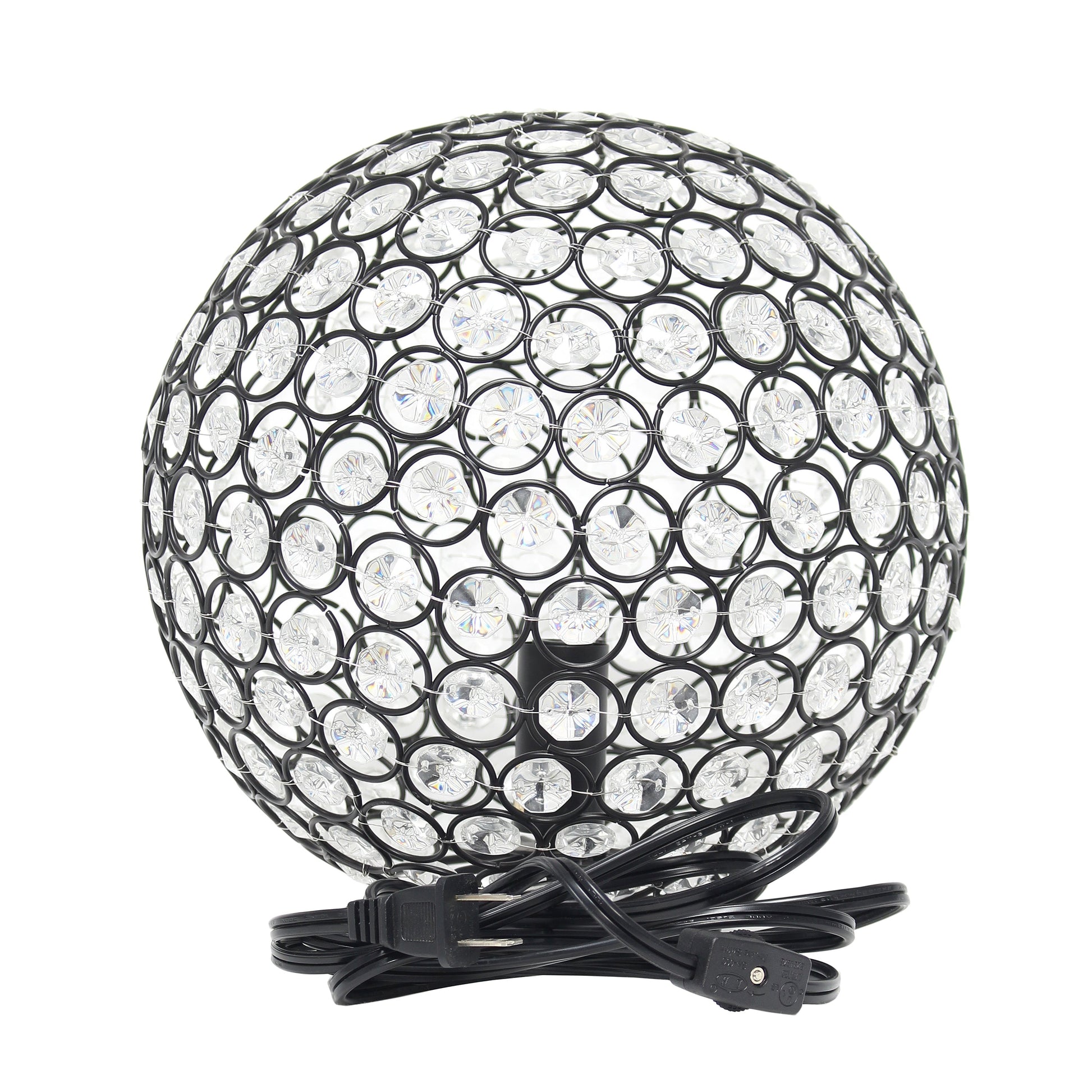 All The Rages Lalia Home 10" Restoration Bronze Elipse Contemporary Metal Crystal Round Sphere Glamorous Orb Table Lamp