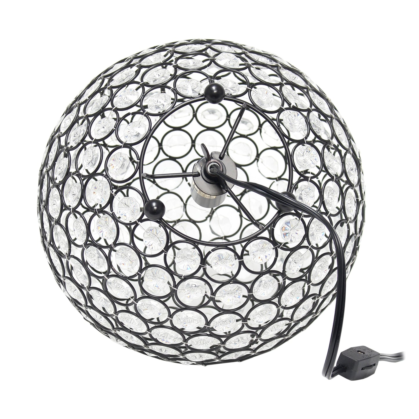 All The Rages Lalia Home 10" Restoration Bronze Elipse Contemporary Metal Crystal Round Sphere Glamorous Orb Table Lamp