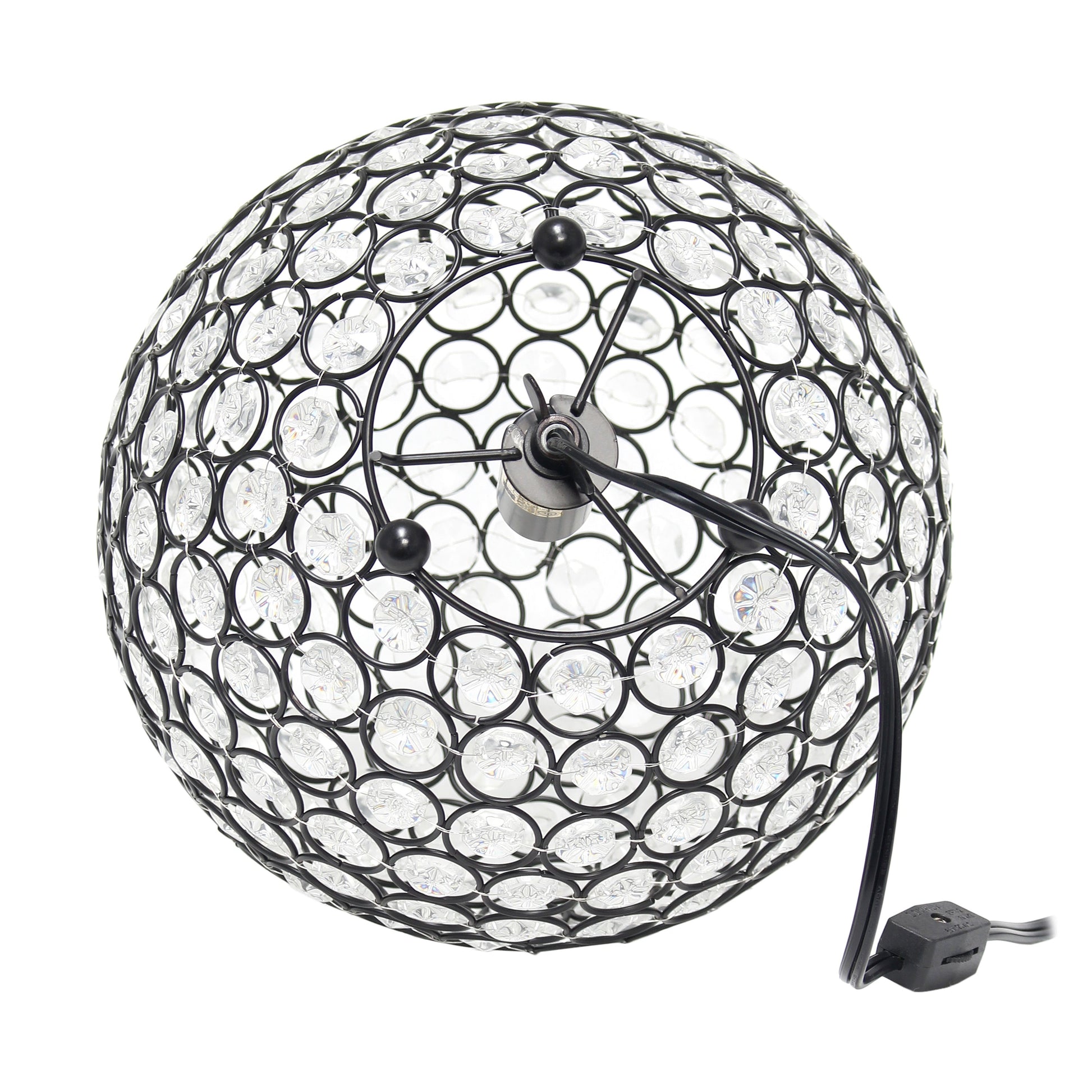 All The Rages Lalia Home 10" Restoration Bronze Elipse Contemporary Metal Crystal Round Sphere Glamorous Orb Table Lamp