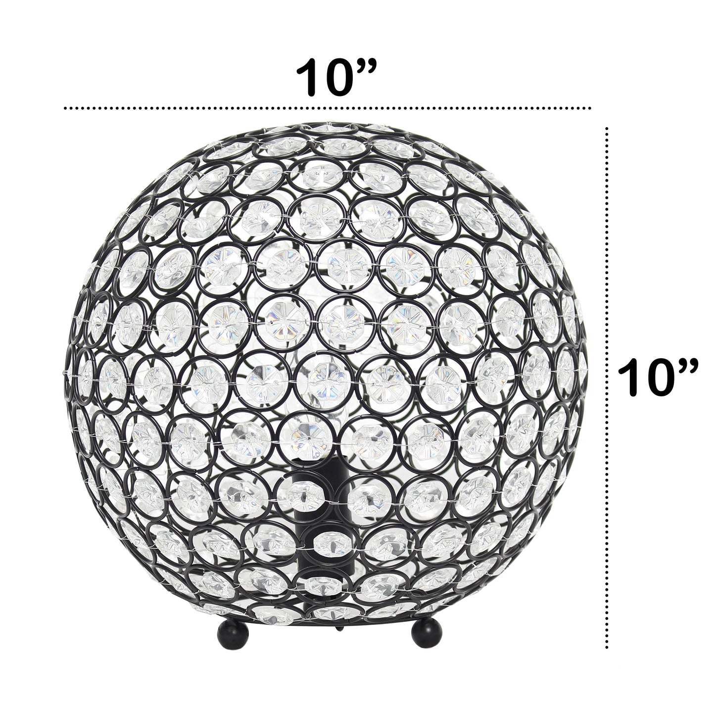 All The Rages Lalia Home 10" Restoration Bronze Elipse Contemporary Metal Crystal Round Sphere Glamorous Orb Table Lamp