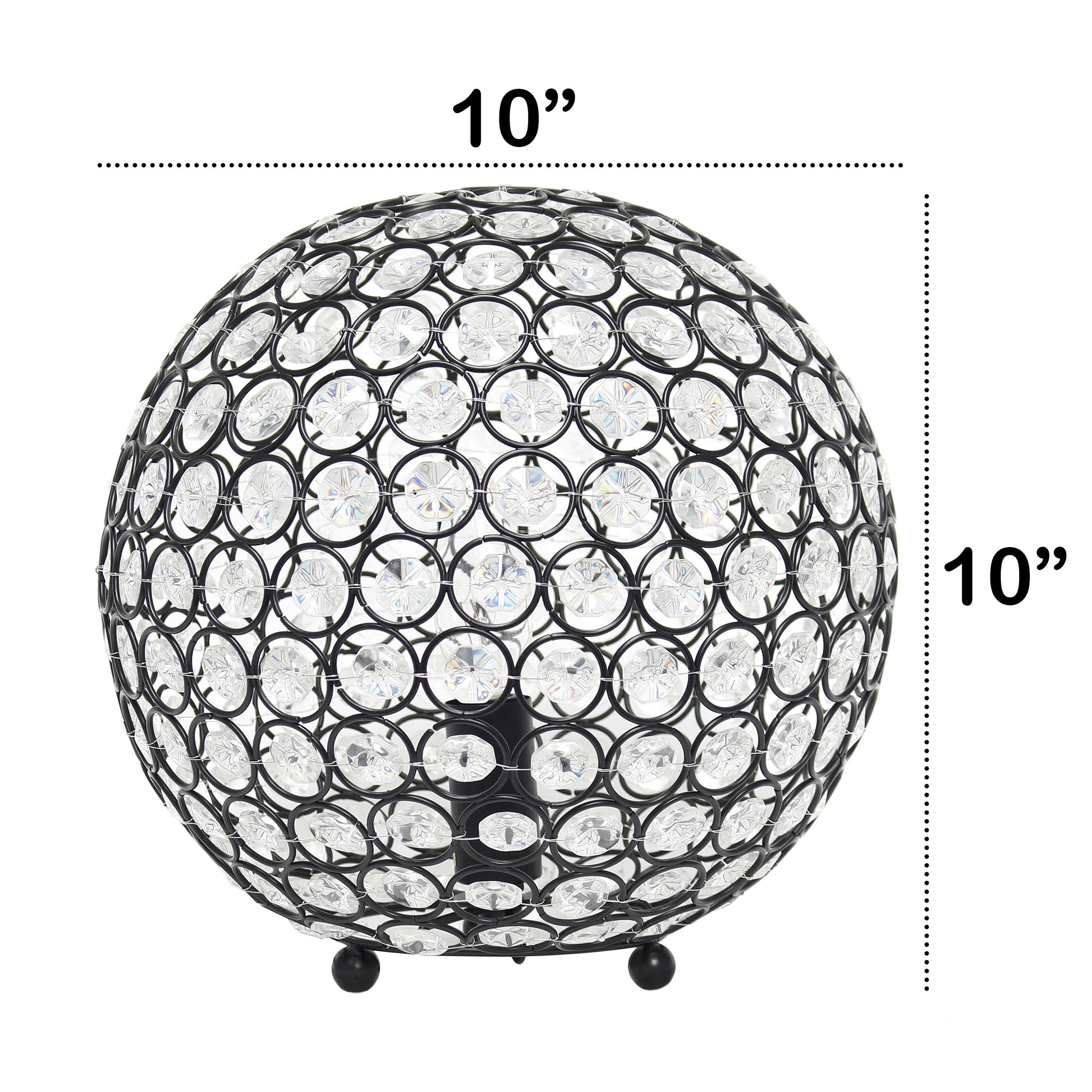 All The Rages Lalia Home 10" Restoration Bronze Elipse Contemporary Metal Crystal Round Sphere Glamorous Orb Table Lamp