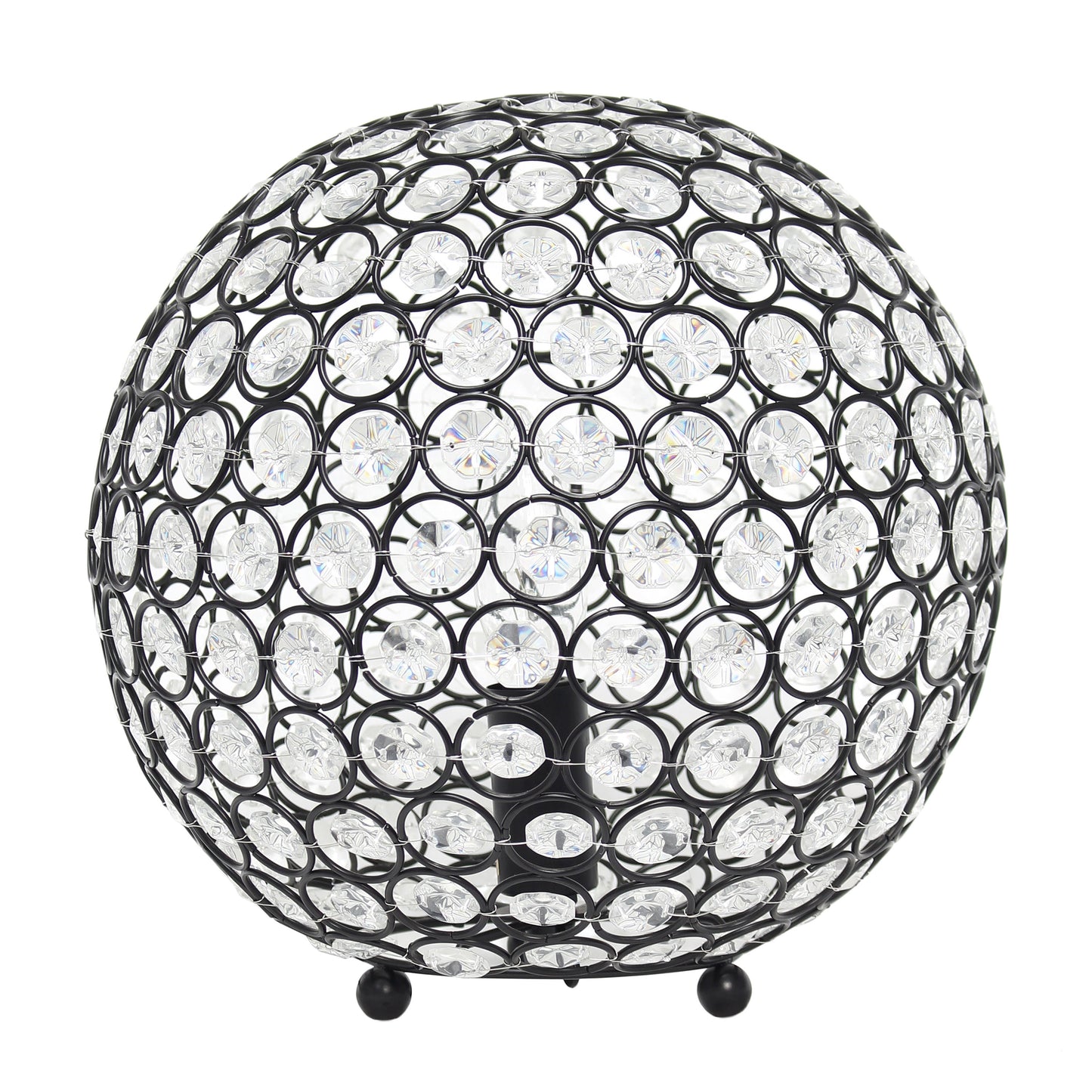 All The Rages Lalia Home 10" Restoration Bronze Elipse Contemporary Metal Crystal Round Sphere Glamorous Orb Table Lamp