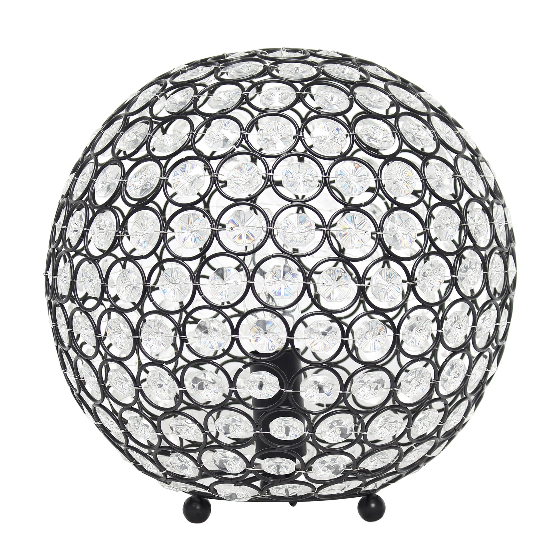 All The Rages Lalia Home 10" Restoration Bronze Elipse Contemporary Metal Crystal Round Sphere Glamorous Orb Table Lamp
