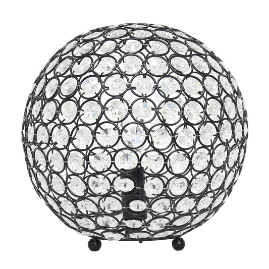 All The Rages Lalia Home 10" Restoration Bronze Elipse Contemporary Metal Crystal Round Sphere Glamorous Orb Table Lamp
