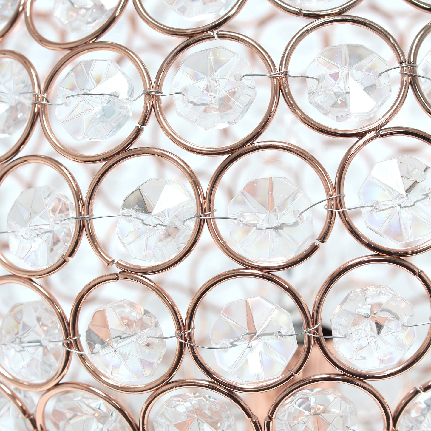 All The Rages Lalia Home 10" Rose Gold Elipse Contemporary Metal Crystal Round Sphere Glamorous Orb Table Lamp