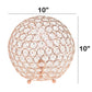 All The Rages Lalia Home 10" Rose Gold Elipse Contemporary Metal Crystal Round Sphere Glamorous Orb Table Lamp
