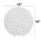 All The Rages Lalia Home 10" White Elipse Contemporary Metal Crystal Round Sphere Glamorous Orb Table Lamp