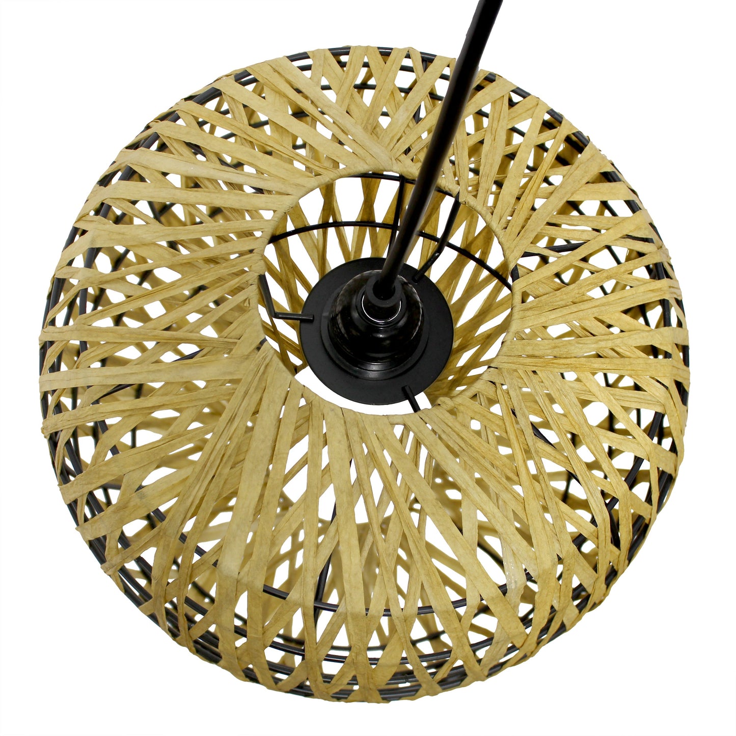 All The Rages Lalia Home 11" Natural Farmhouse Coastal Woven Paper Shade Pendant Light