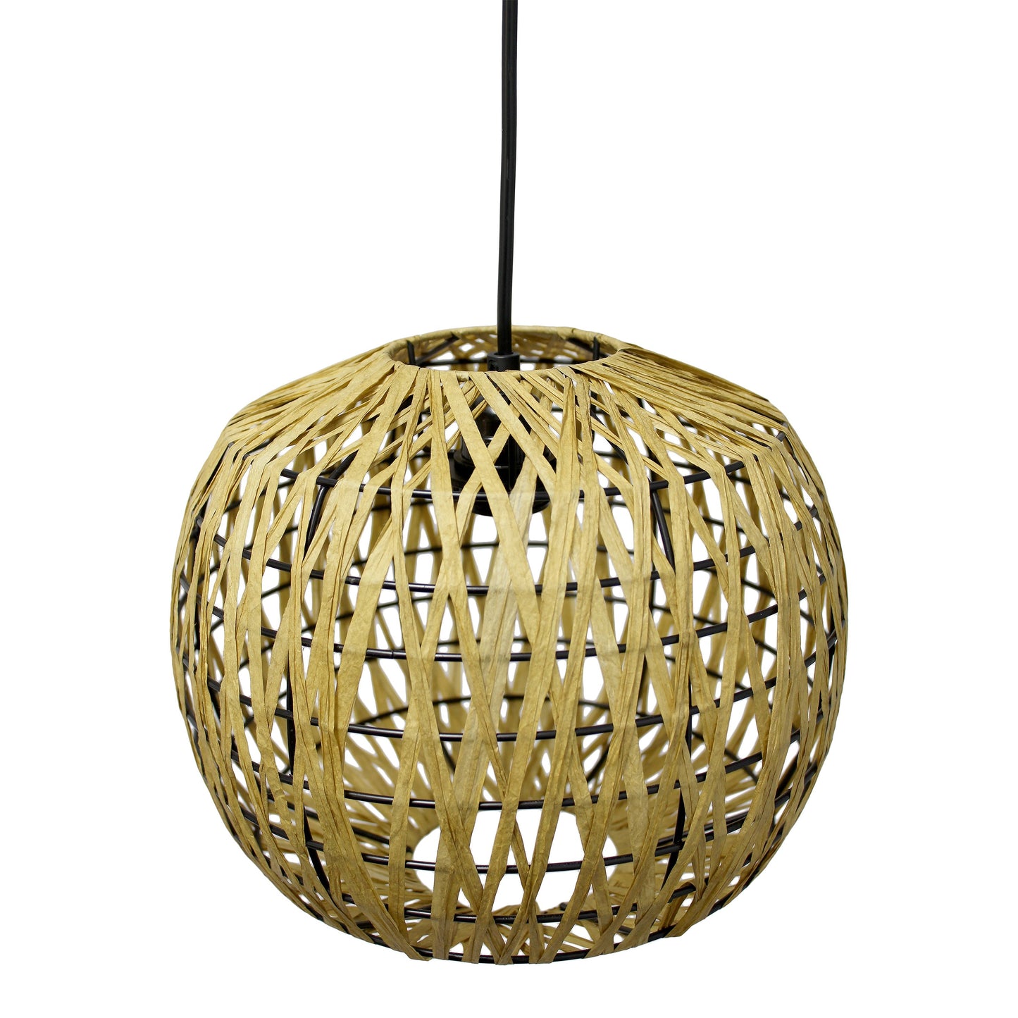 All The Rages Lalia Home 11" Natural Farmhouse Coastal Woven Paper Shade Pendant Light