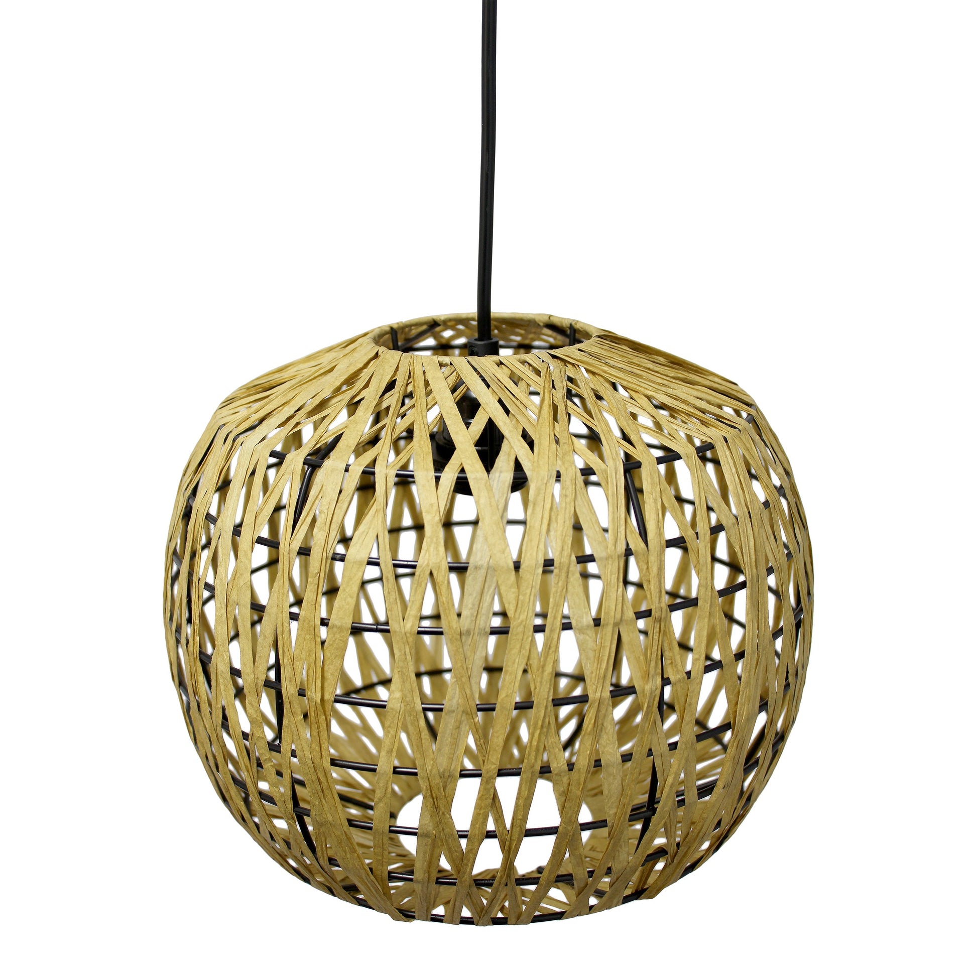 All The Rages Lalia Home 11" Natural Farmhouse Coastal Woven Paper Shade Pendant Light