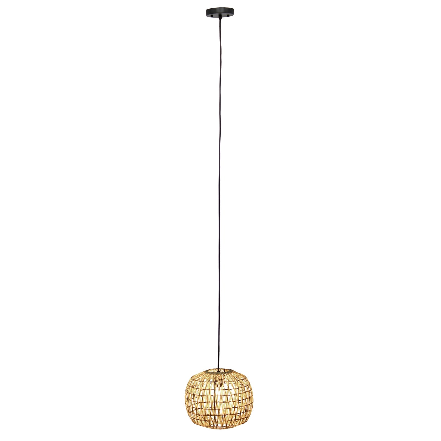 All The Rages Lalia Home 11" Natural Farmhouse Coastal Woven Paper Shade Pendant Light