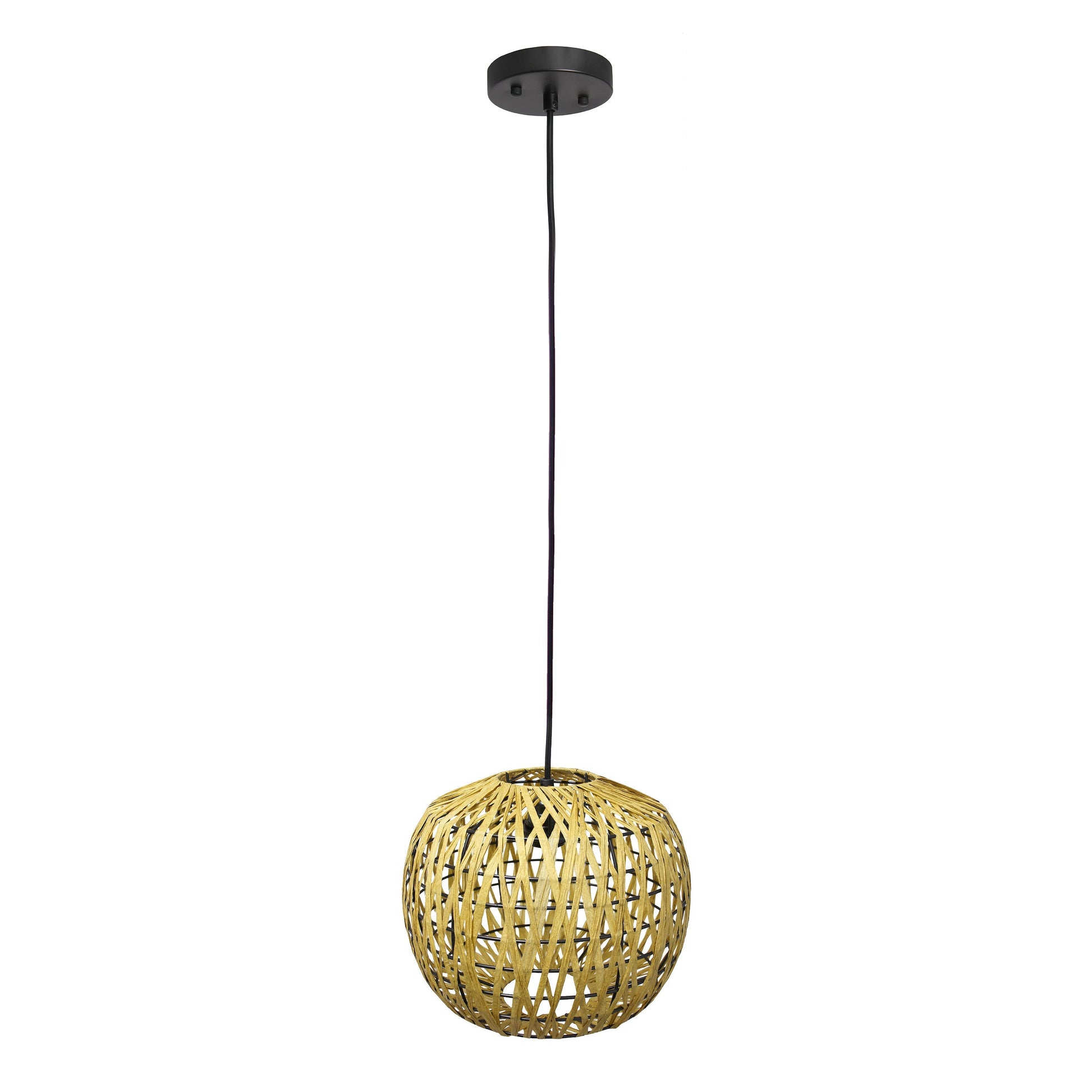 All The Rages Lalia Home 11" Natural Farmhouse Coastal Woven Paper Shade Pendant Light