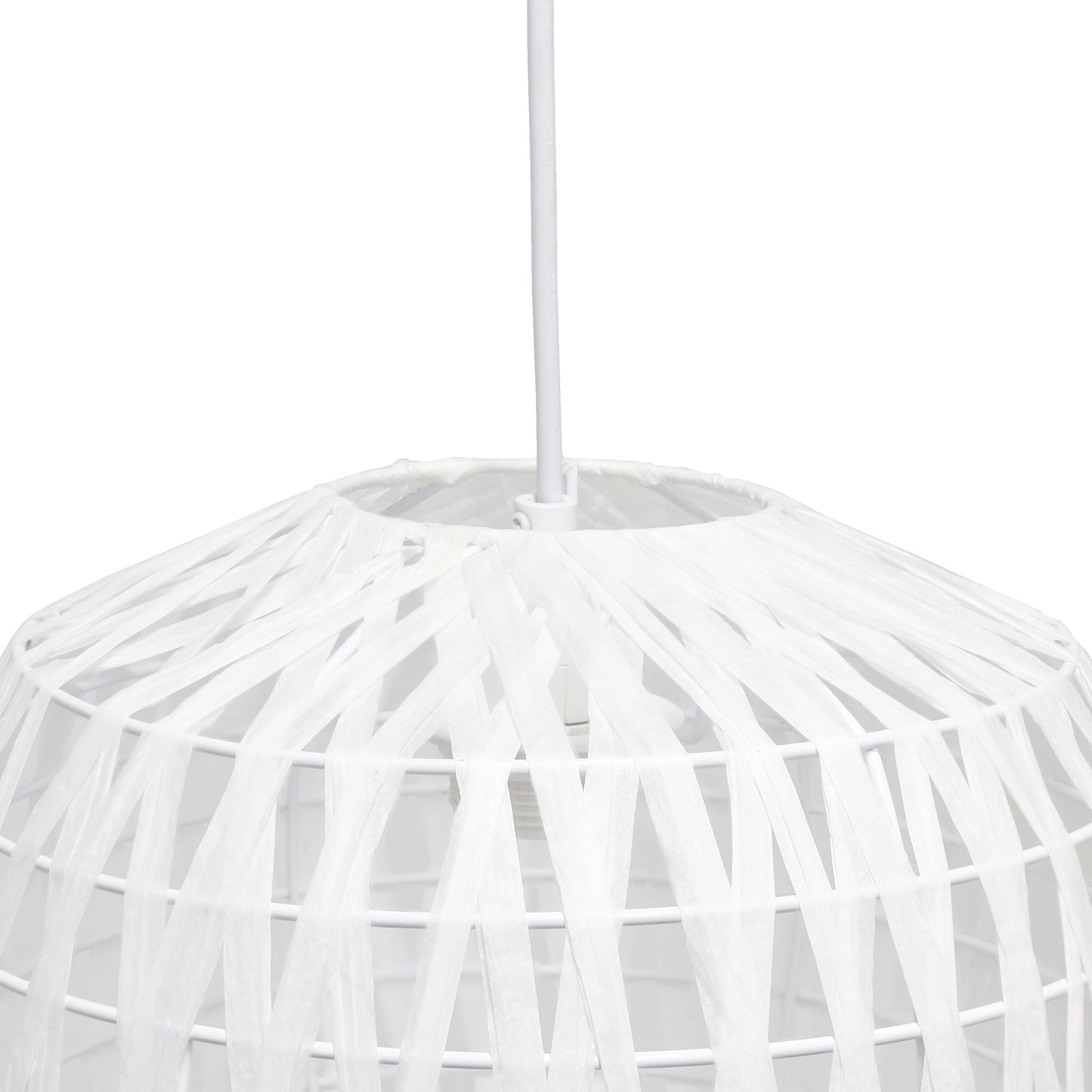 All The Rages Lalia Home 11" White Farmhouse Coastal Woven Paper Shade Pendant Light