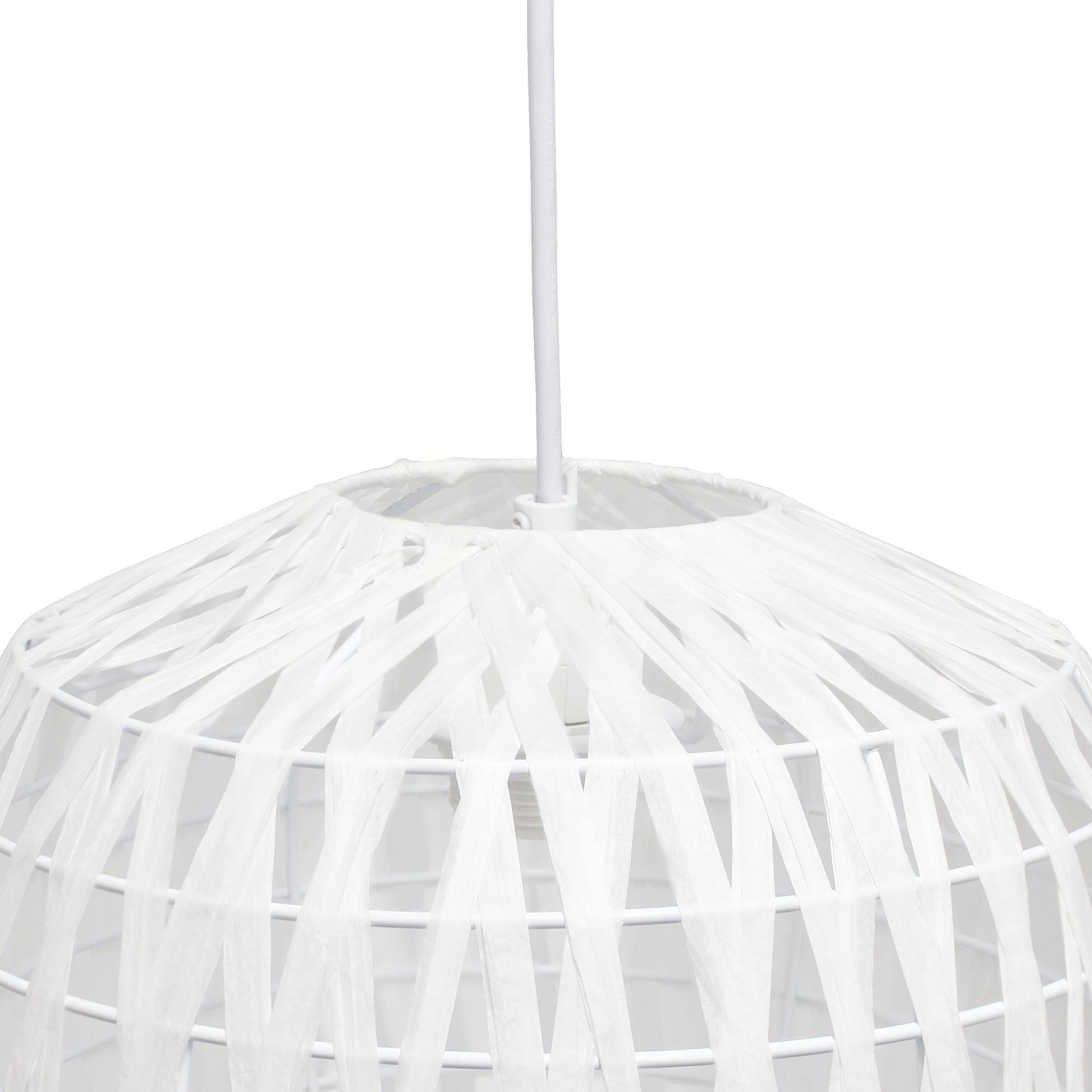 All The Rages Lalia Home 11" White Farmhouse Coastal Woven Paper Shade Pendant Light