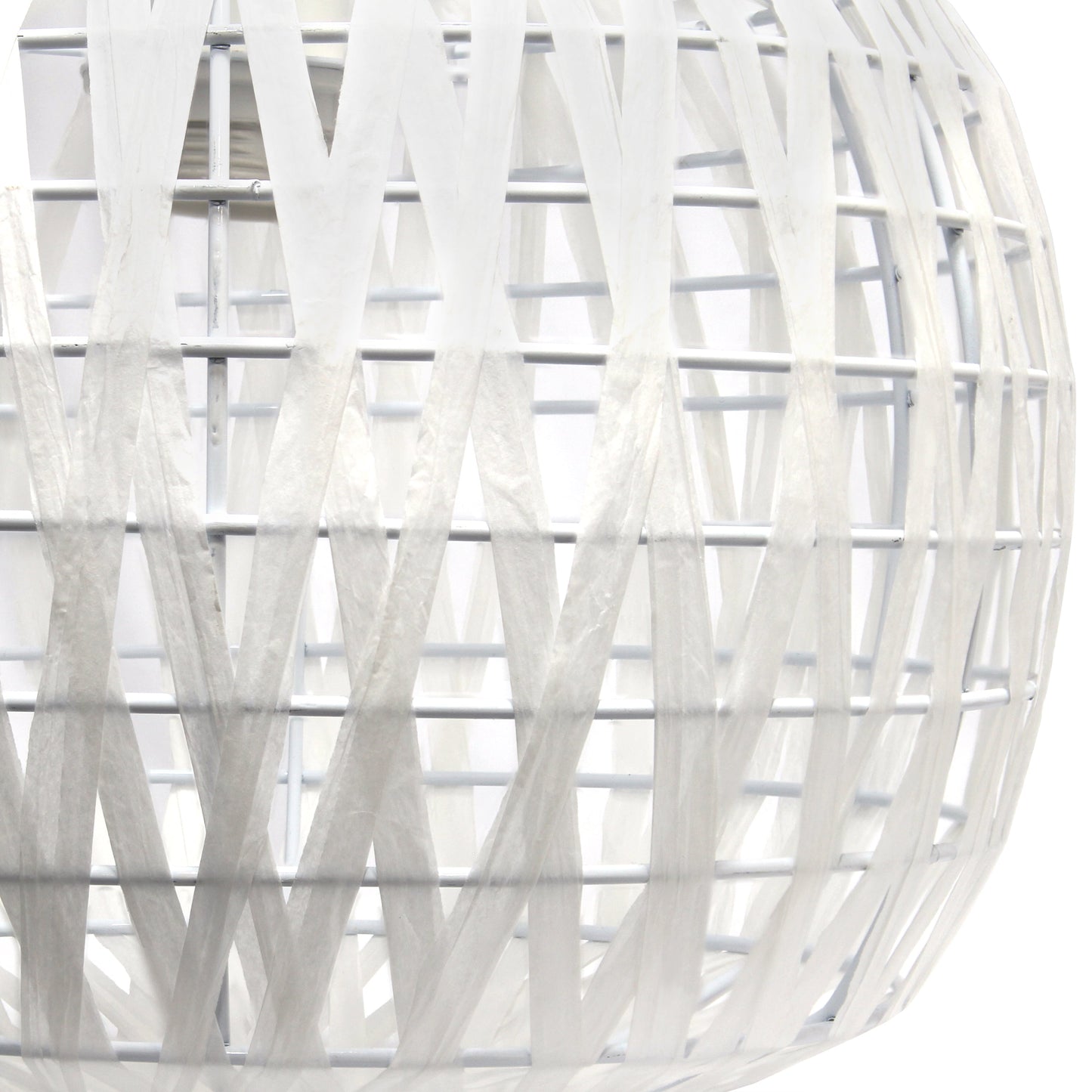 All The Rages Lalia Home 11" White Farmhouse Coastal Woven Paper Shade Pendant Light