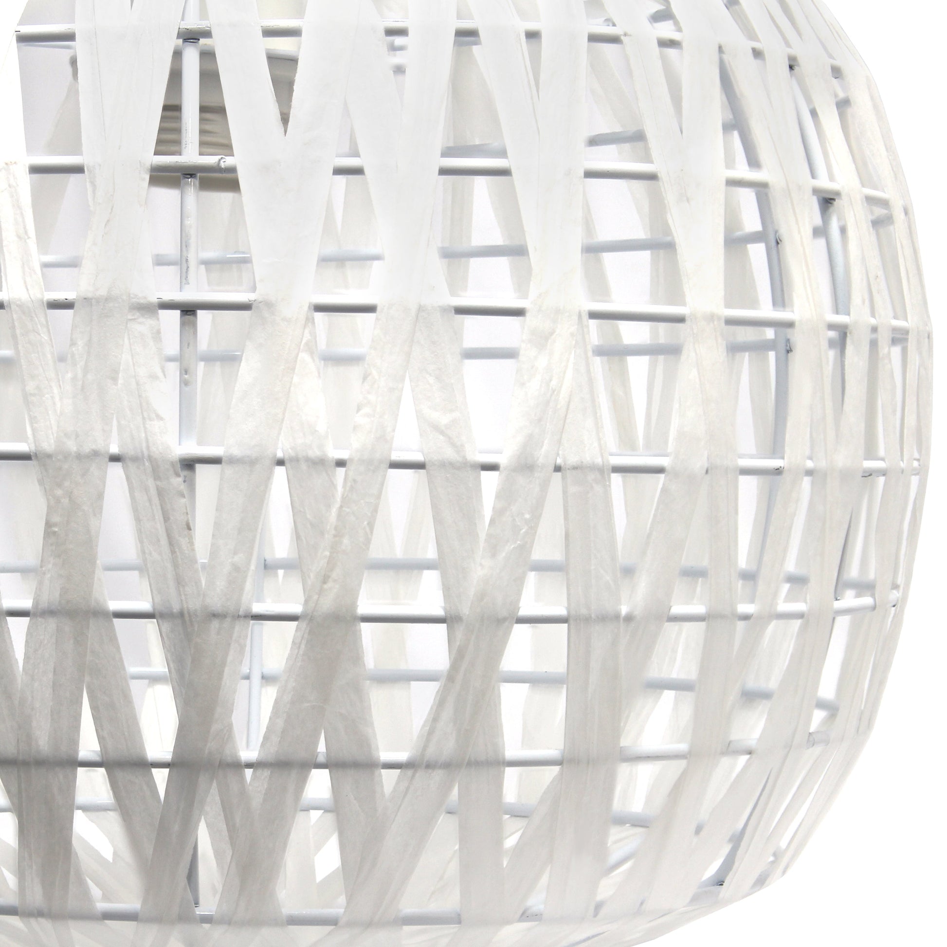 All The Rages Lalia Home 11" White Farmhouse Coastal Woven Paper Shade Pendant Light