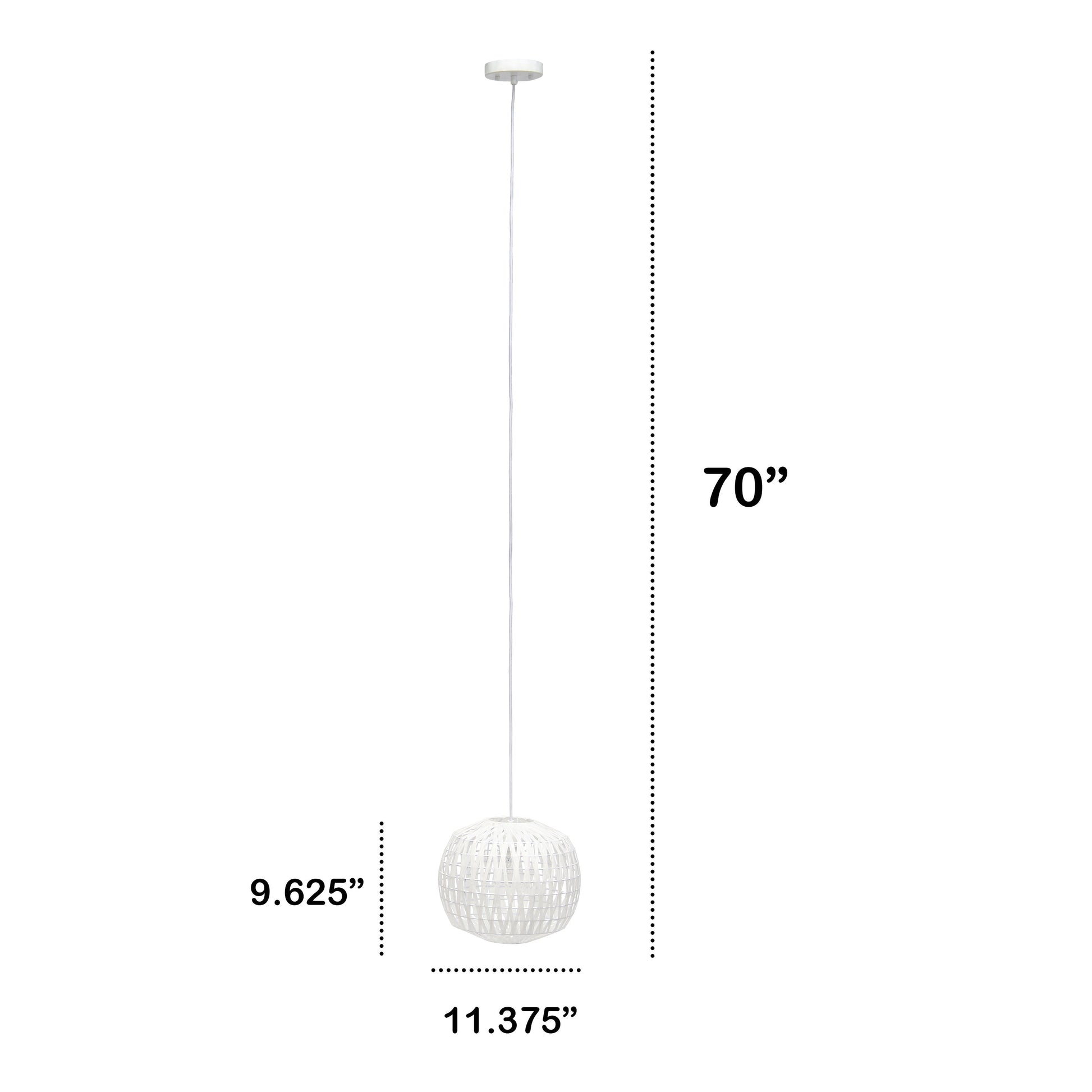 All The Rages Lalia Home 11" White Farmhouse Coastal Woven Paper Shade Pendant Light