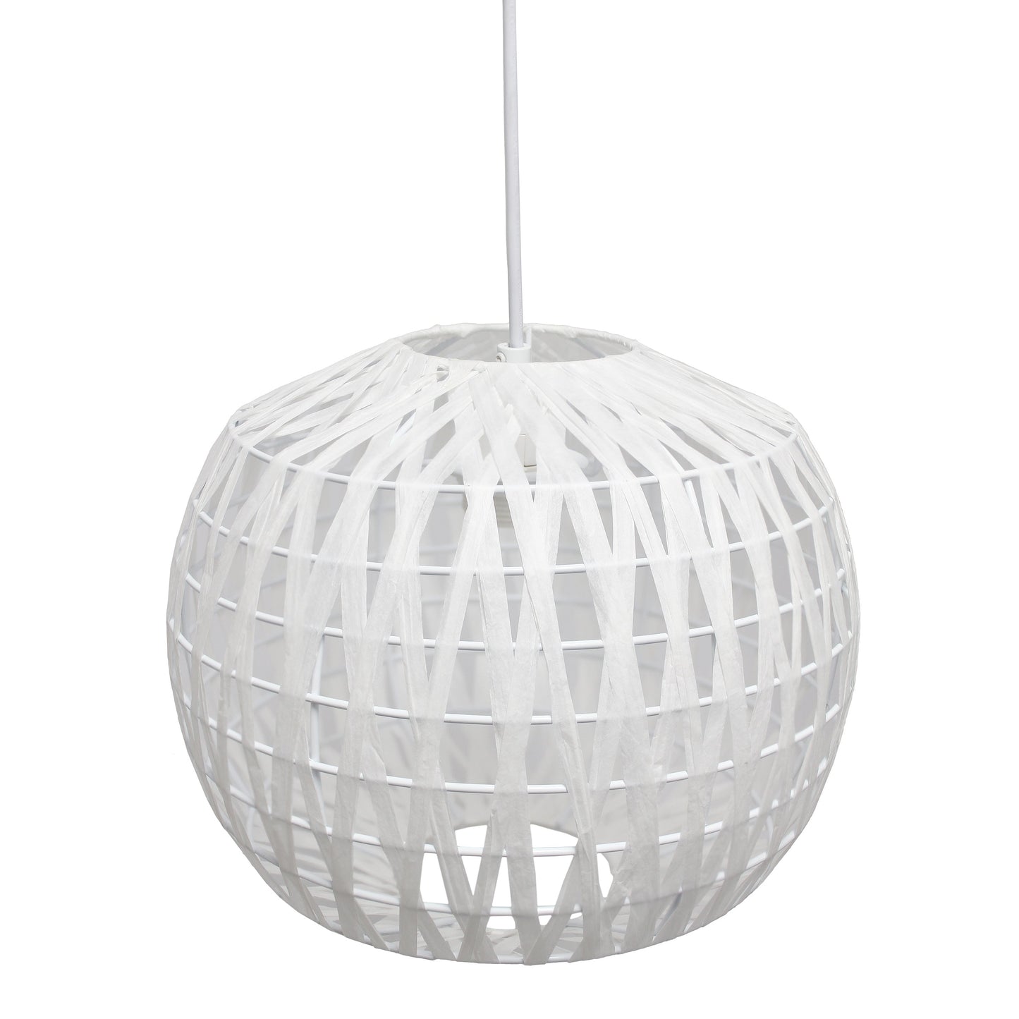All The Rages Lalia Home 11" White Farmhouse Coastal Woven Paper Shade Pendant Light