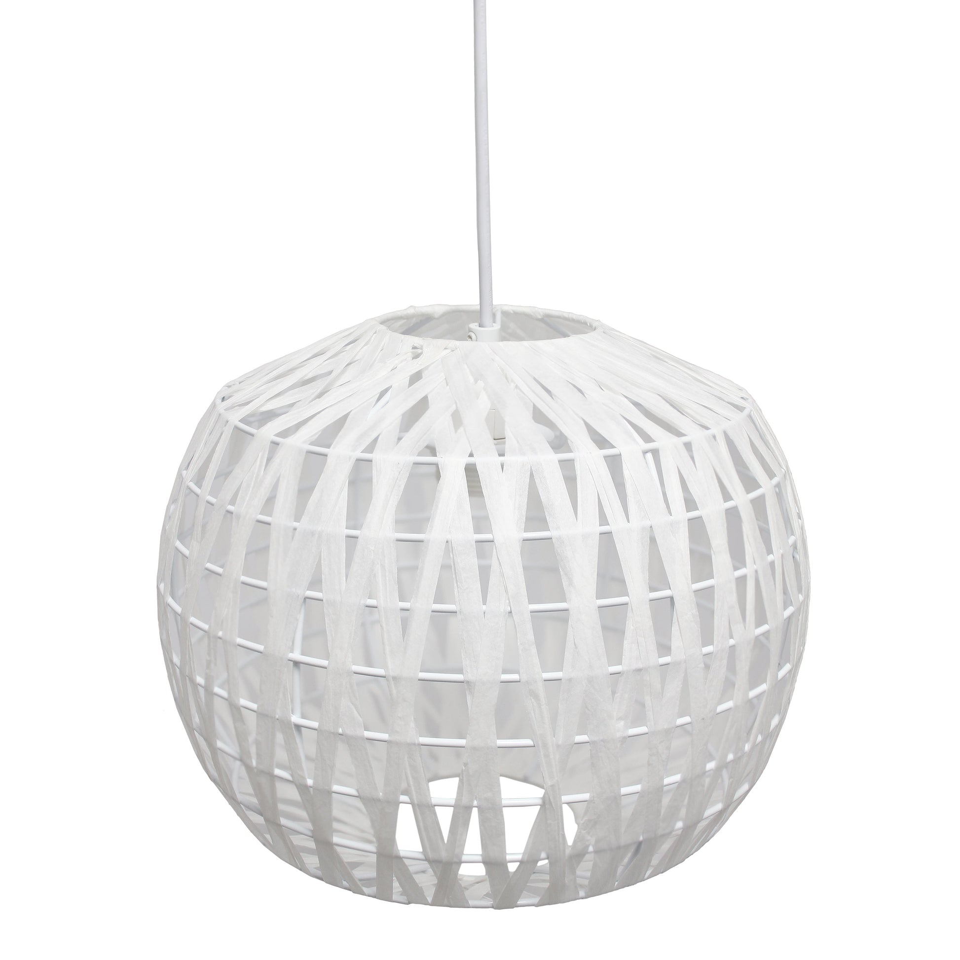 All The Rages Lalia Home 11" White Farmhouse Coastal Woven Paper Shade Pendant Light
